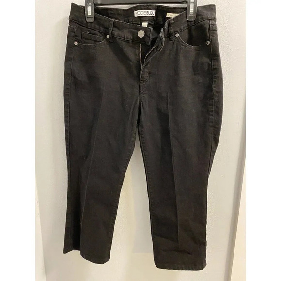 CODE BLEU WOMENS SOHO CROP BLACK JEANS SIZE 12 EUC - Picture 1 of 7
